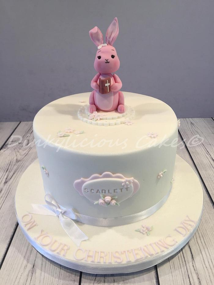 Pink Bunny Christening Cake