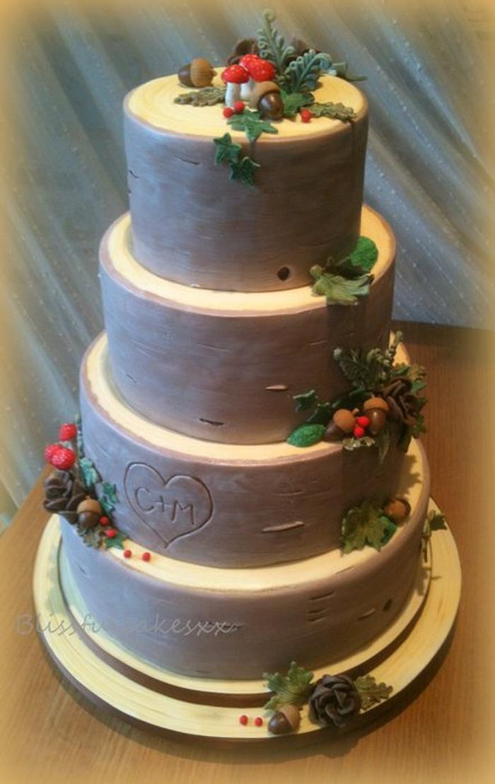 woodland wedding cake