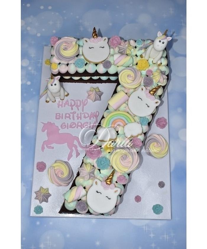 Unicorn number cake