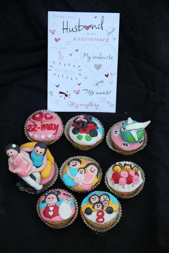 Anniversary love story cupcake