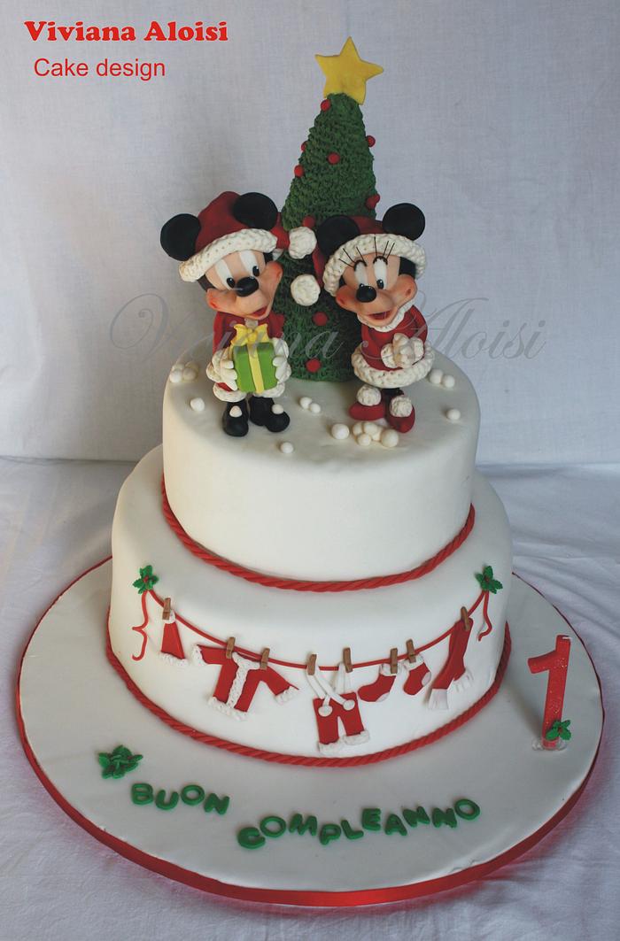 Christmas Mickey Mouse cake