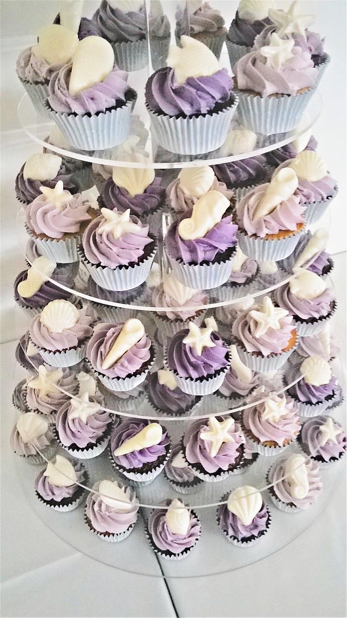 Ombre seaside cupcakes