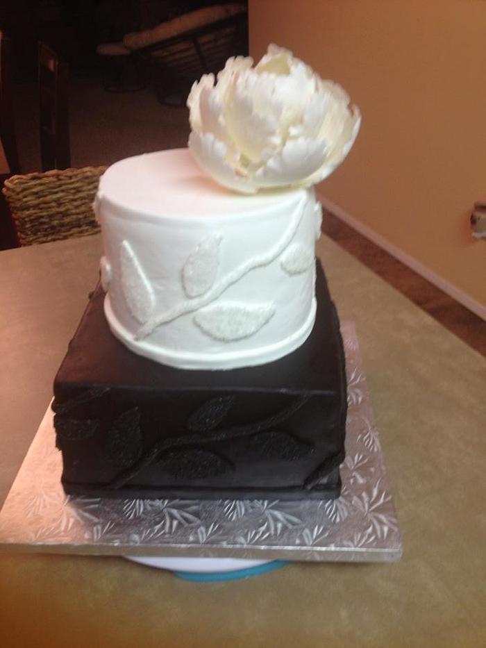 Black and White birthday cake