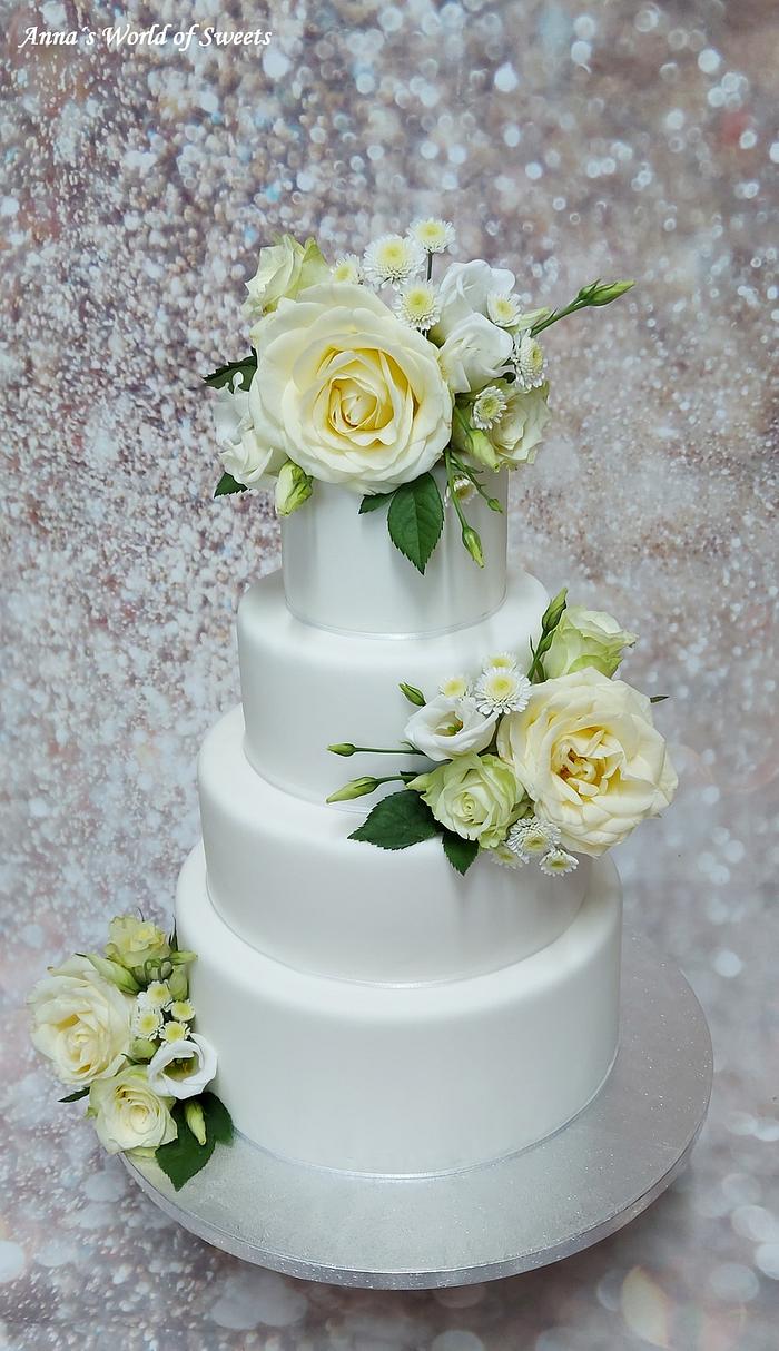 Simply white wedding cake