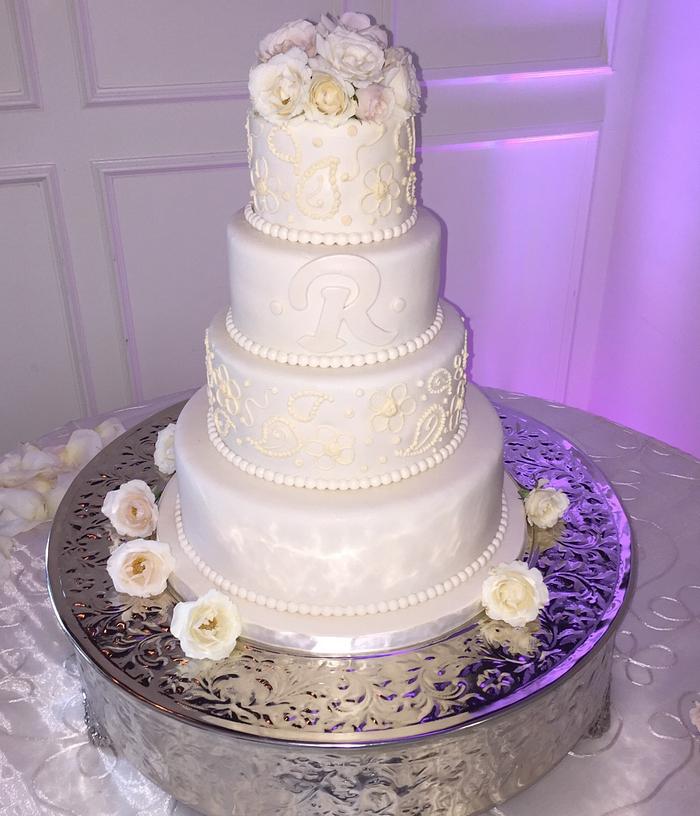 Ivory Rose Wedding Cake