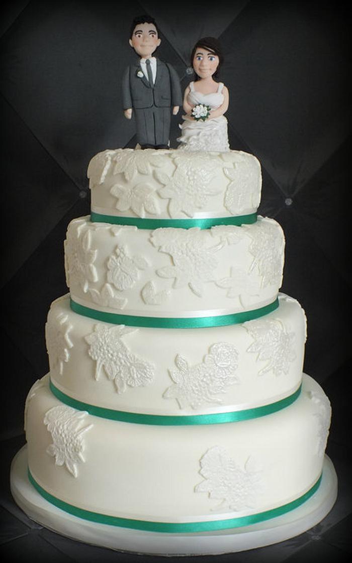 Lace aplique wedding cake