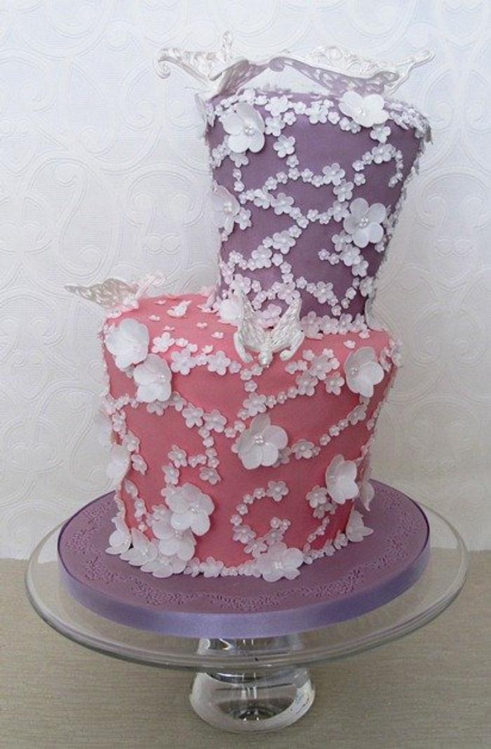 Wonky Wedding Cake Butterflies and Blossoms