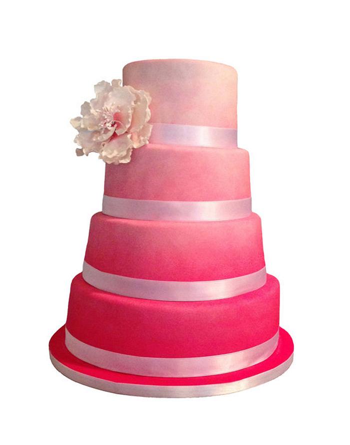 Pink Ombré Wedding Cake