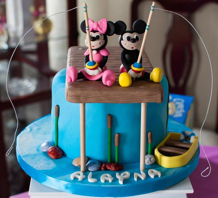 Fishing Mickey and Minnie Mouse Cake - Decorated Cake by - CakesDecor