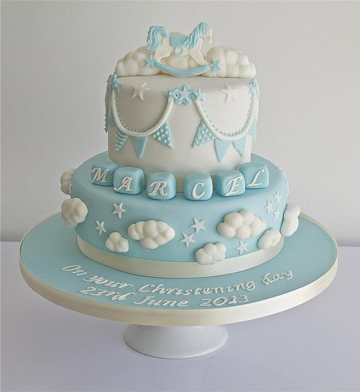 Clouds Christening Cake