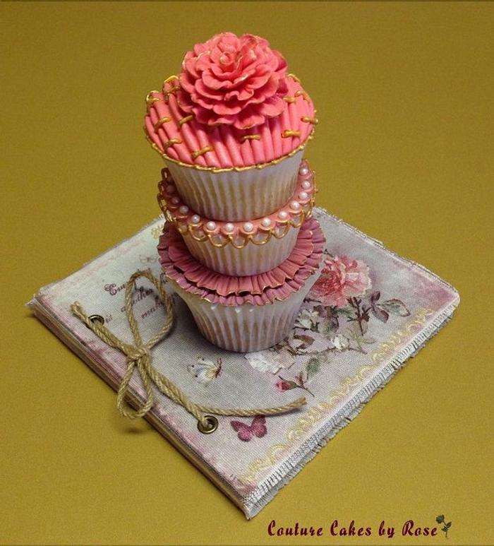 Old Rose Stacked Cupcakes (with video tutorial)