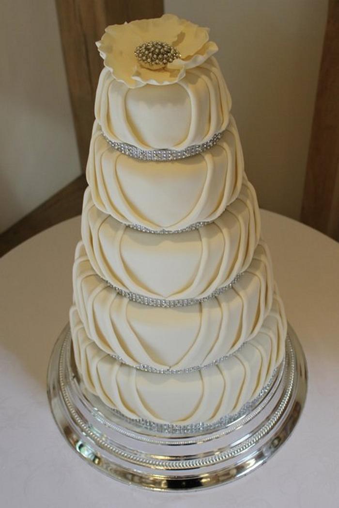 Pleated 5 teir wedding cake