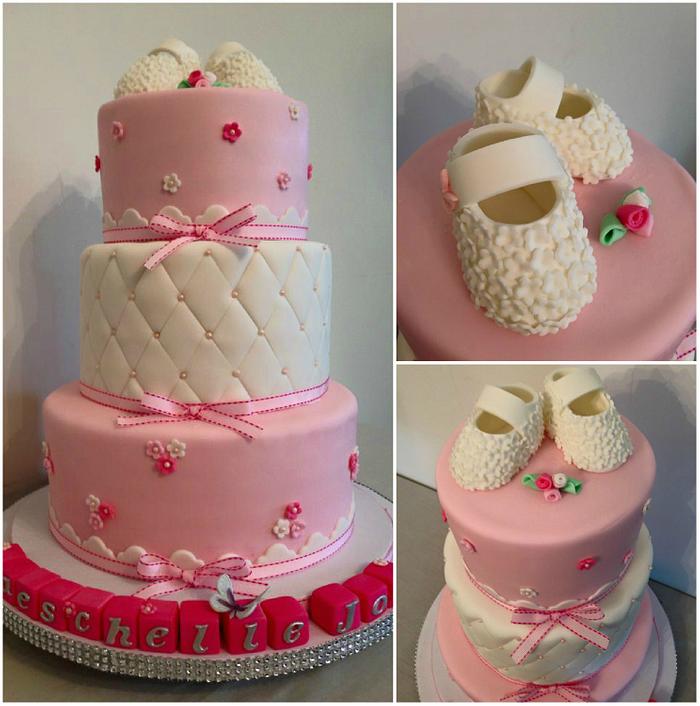 pink cake for baptism