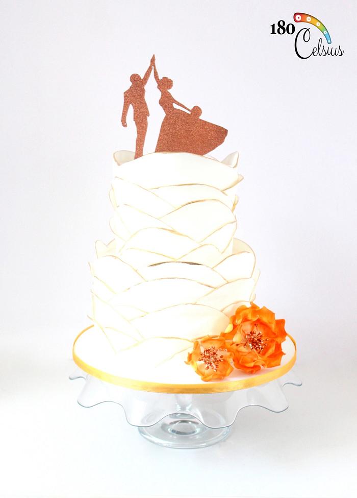 Orange and White Wedding Cake 
