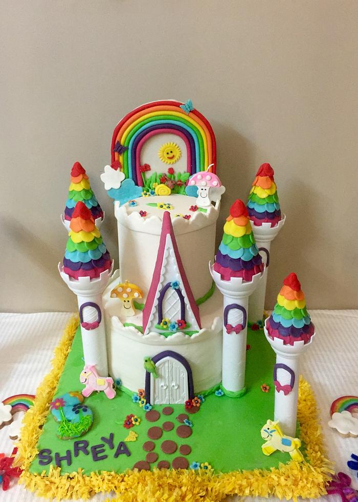 Rainbow Castle Cake