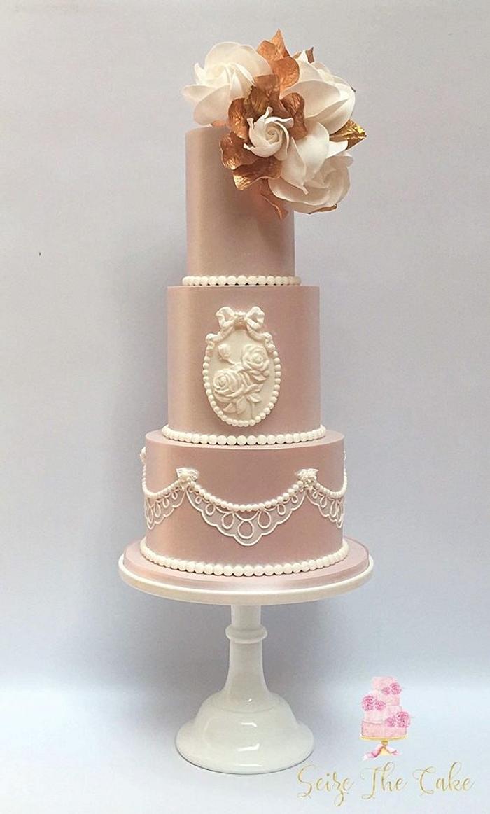 Sophisticated Lace Wedding Cake 