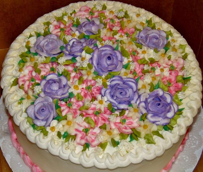 layer buttercream flower cake