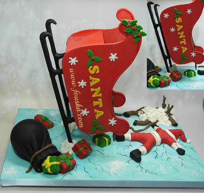 Santa crashes his sleigh!