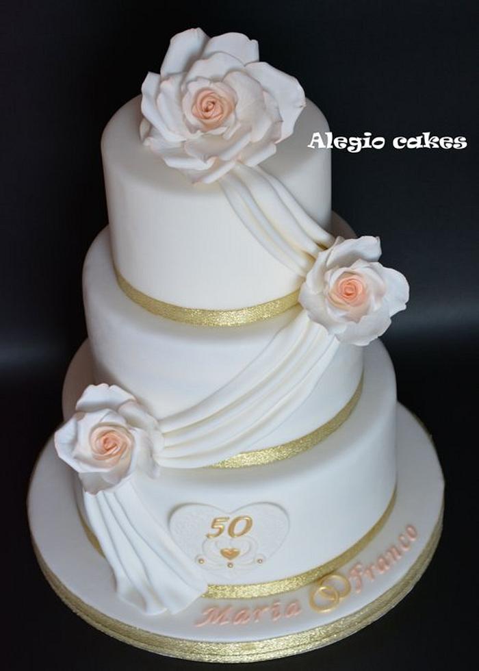 50th anniversary wedding cake