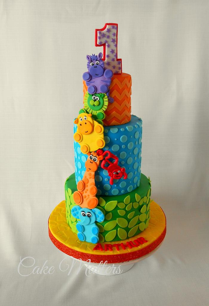 Jungle First Birthday Cake
