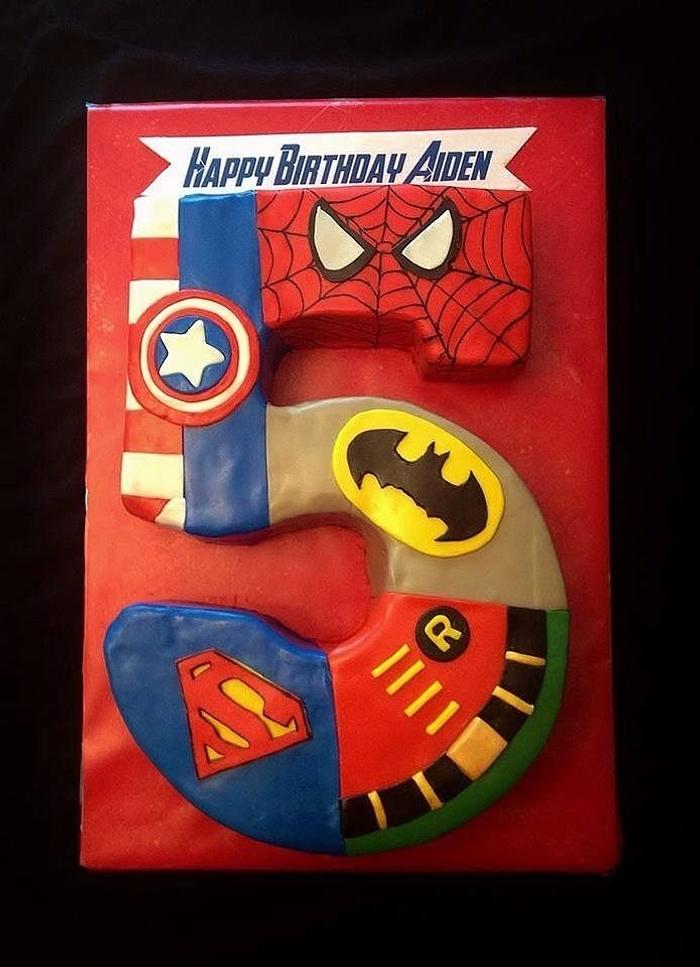 Super hero number 5 cake 