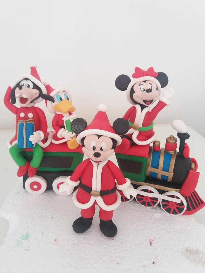 Santa disney Mickey Mouse and friends