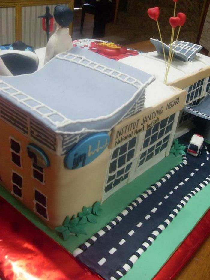 Hospital building cake