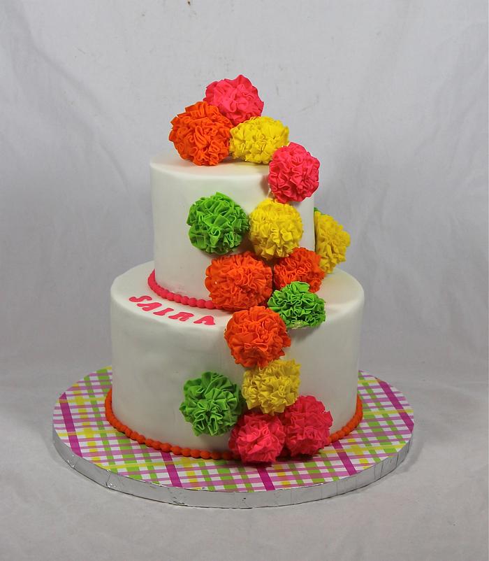 pom pom flower cake