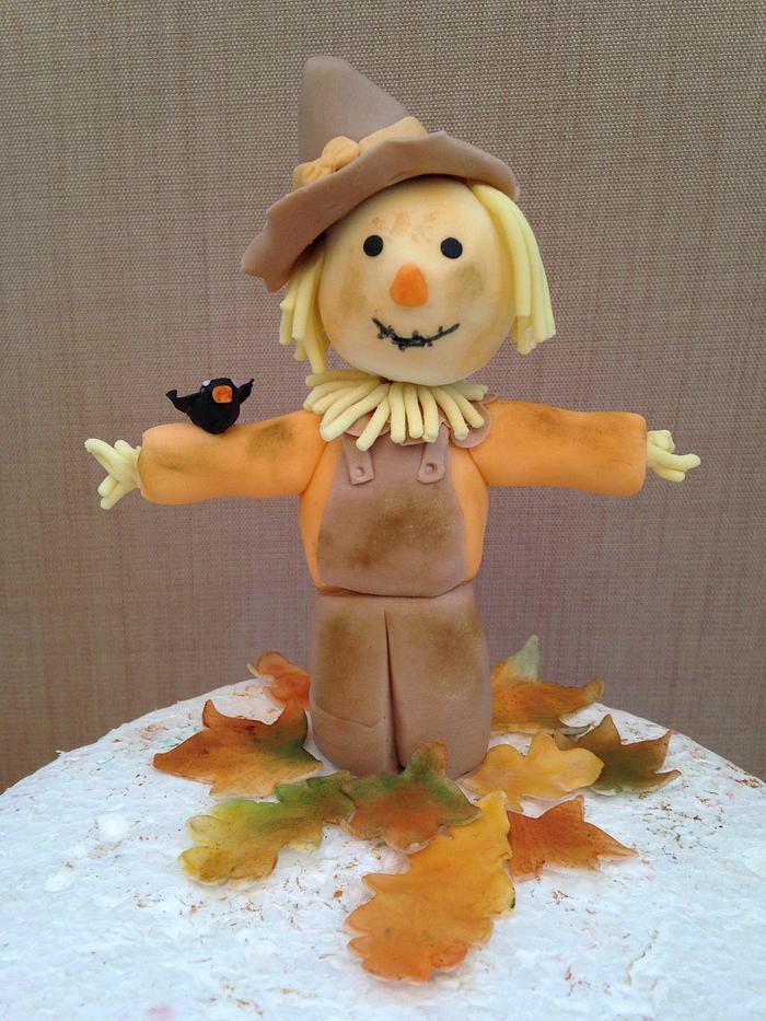 Sugar Scarecrow with Autumn Leaves 