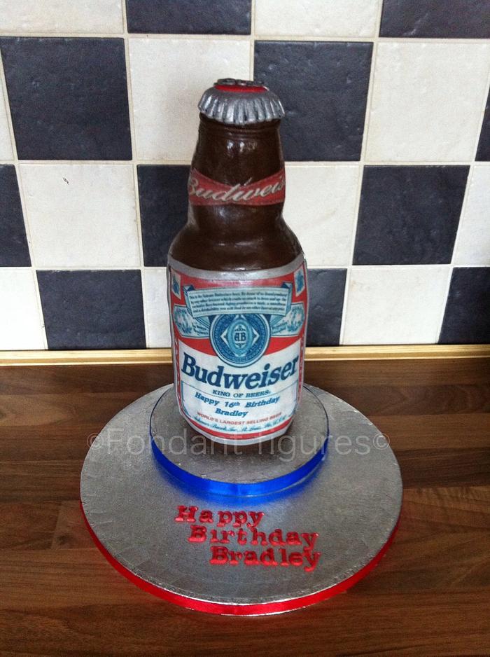 Budweiser beer bottle cake