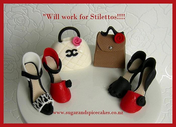 'Will work for Stilettos" - Cupcake Toppers ~ 