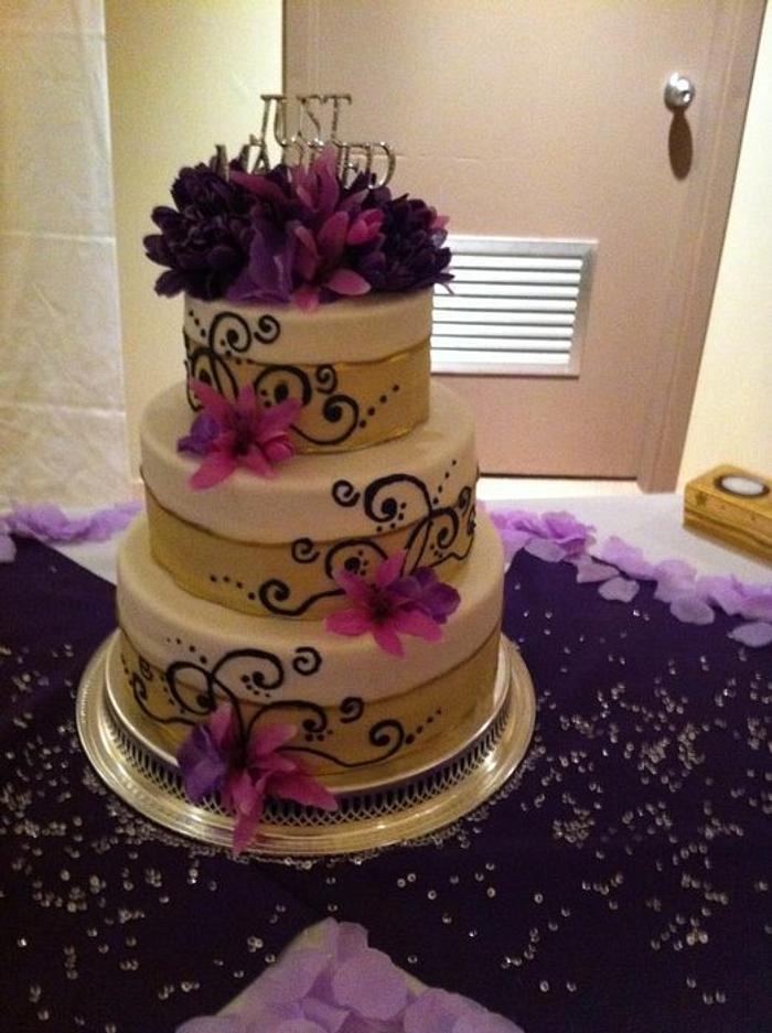 Purple Blossom Wedding Cake