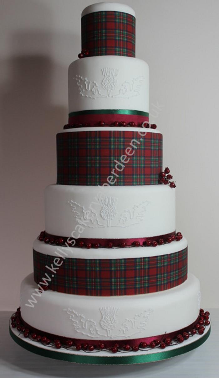 tartan thistle wedding cake