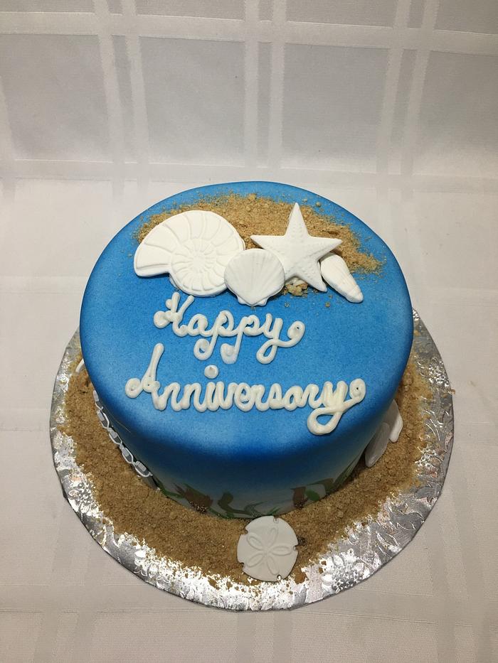 Anniversary Cake/Beach Themed