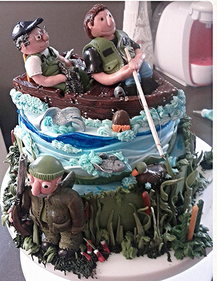 fishing and hunting cake