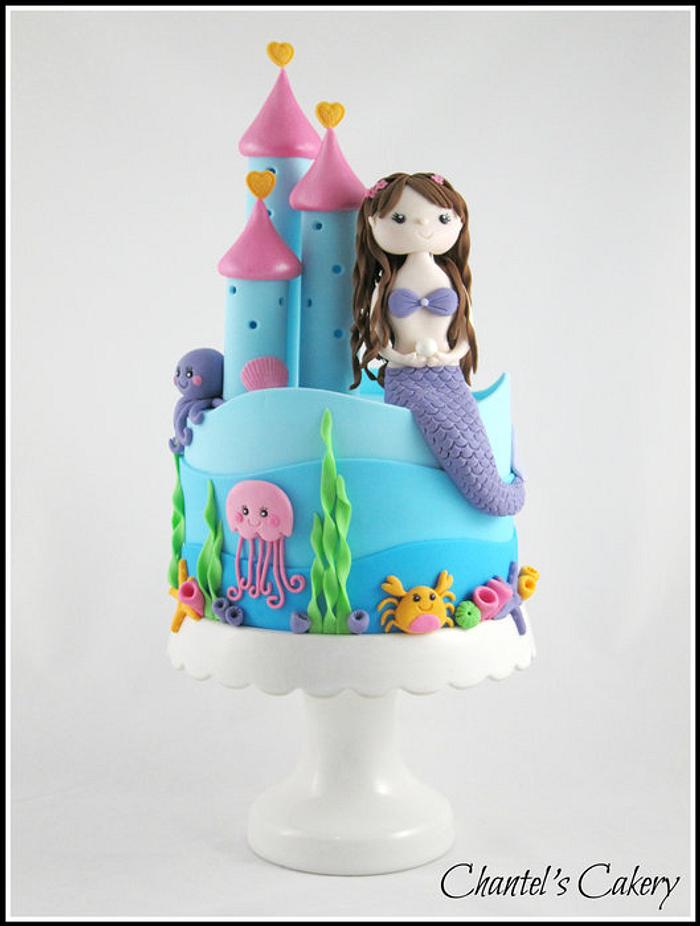Mermaid castle cake