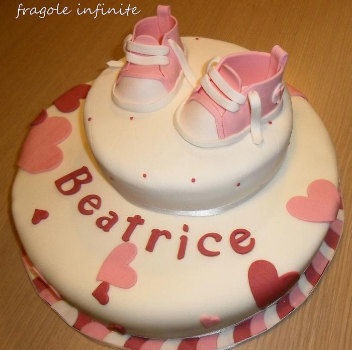 Christening Cake with Pink Converse shoes