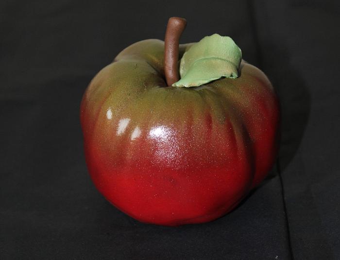 mini carved and airbrushed, apple for teacher cake 