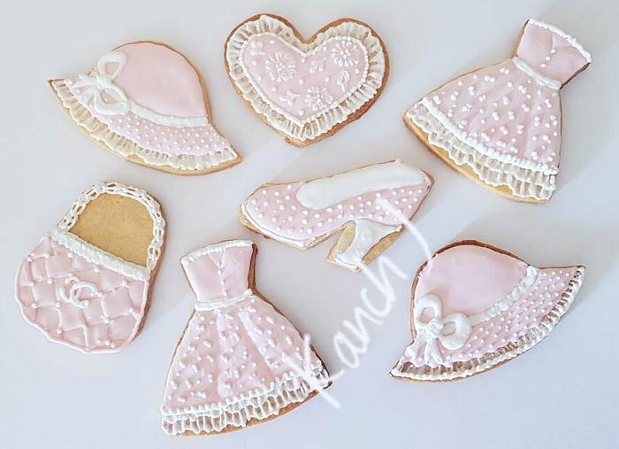 Pink and white Cookies for a Girl.
