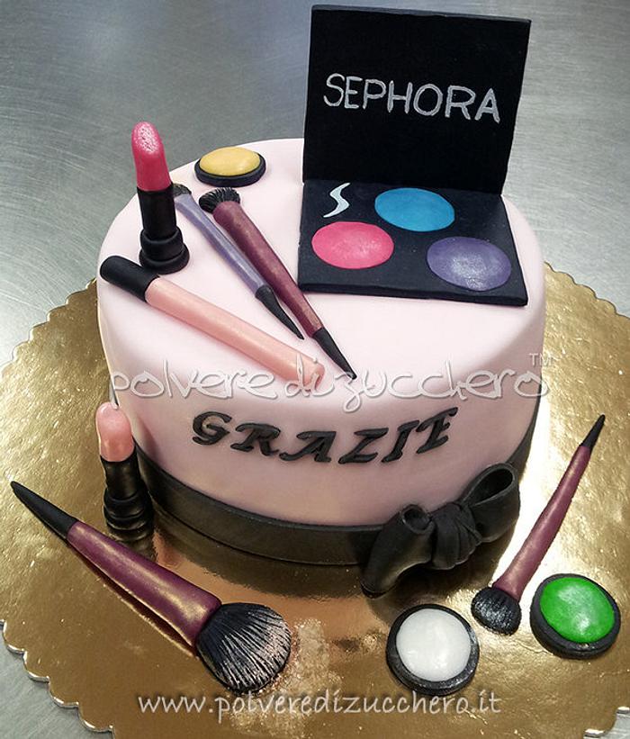 cake makeup and brushes