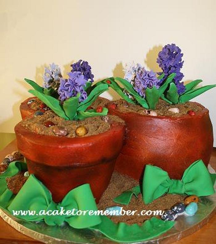 Buttercream flowerpots cake