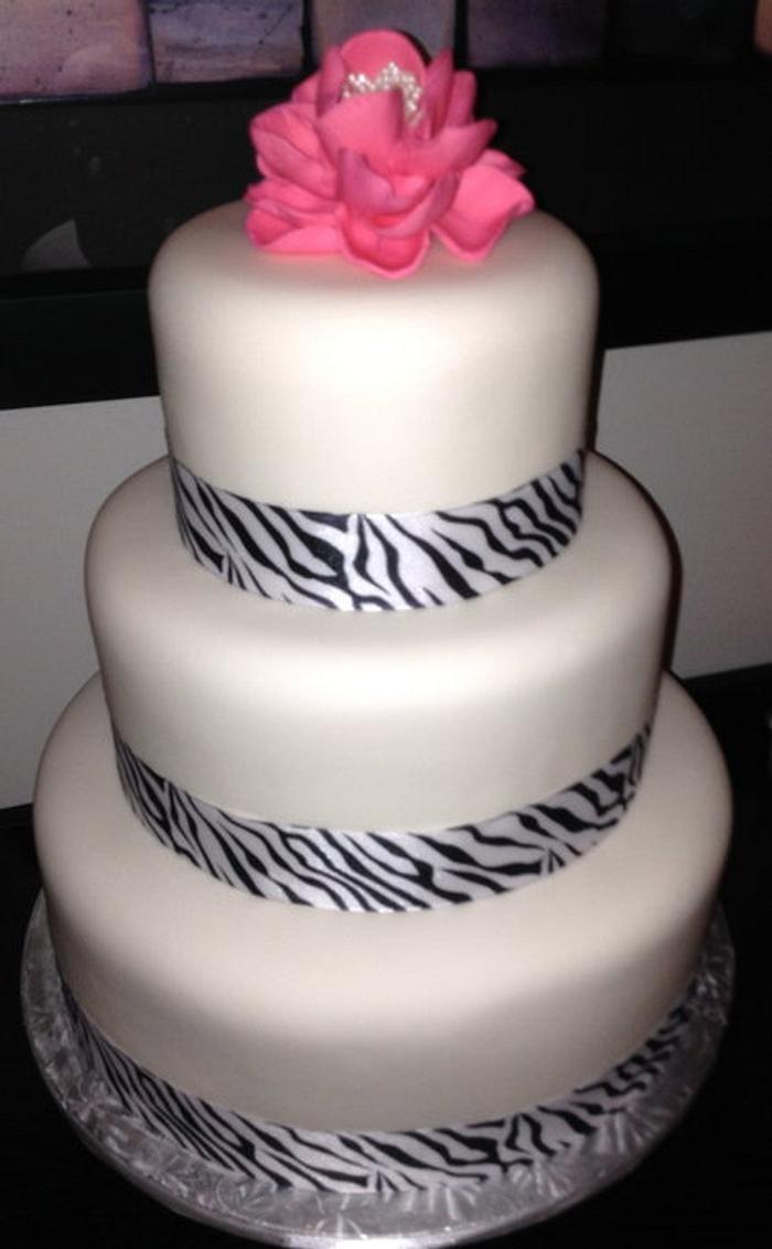 Hot Pink Flower Wedding Cake