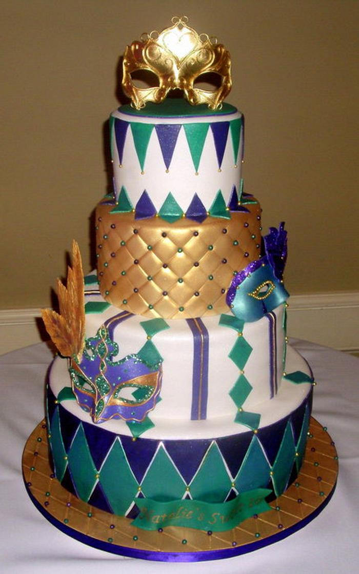 Sweet 16 Masquerade Birthday Cake