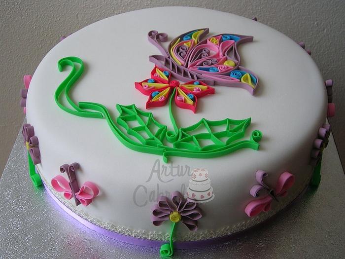 Butterfly Quilling Cake