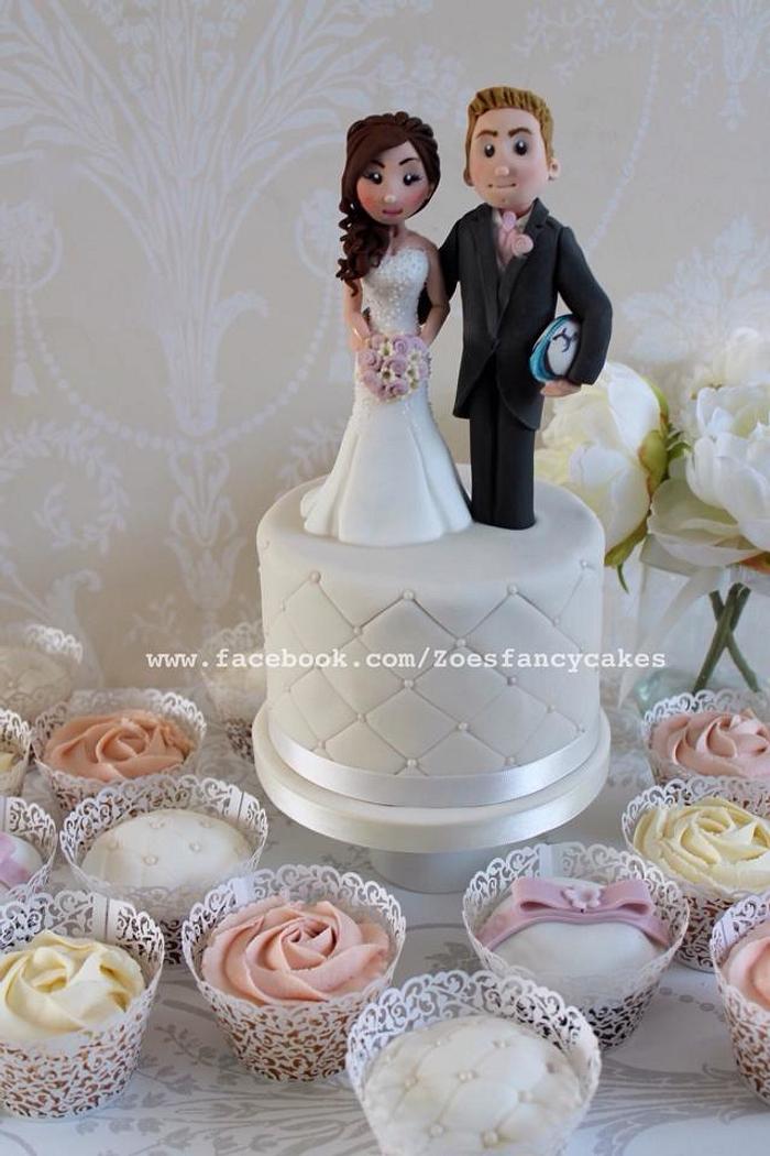 Wedding cupcakes and bride and groom