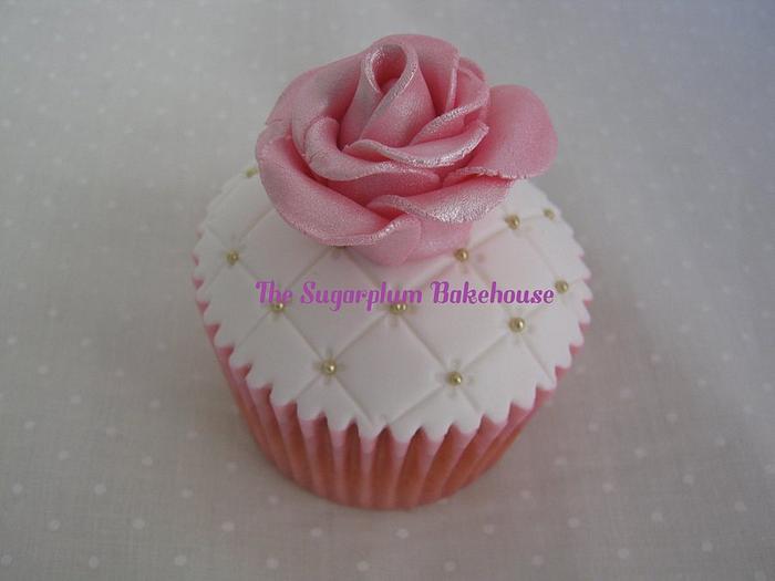 Quilted Rose Topped Cupcakes