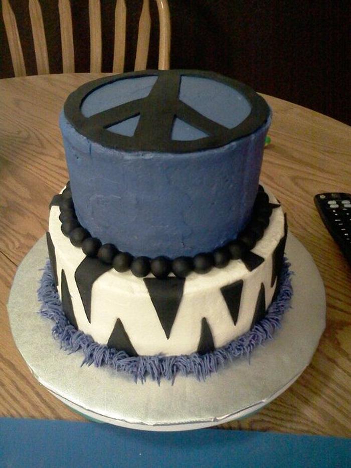 Purple Zebra & Peace Birthday Cake