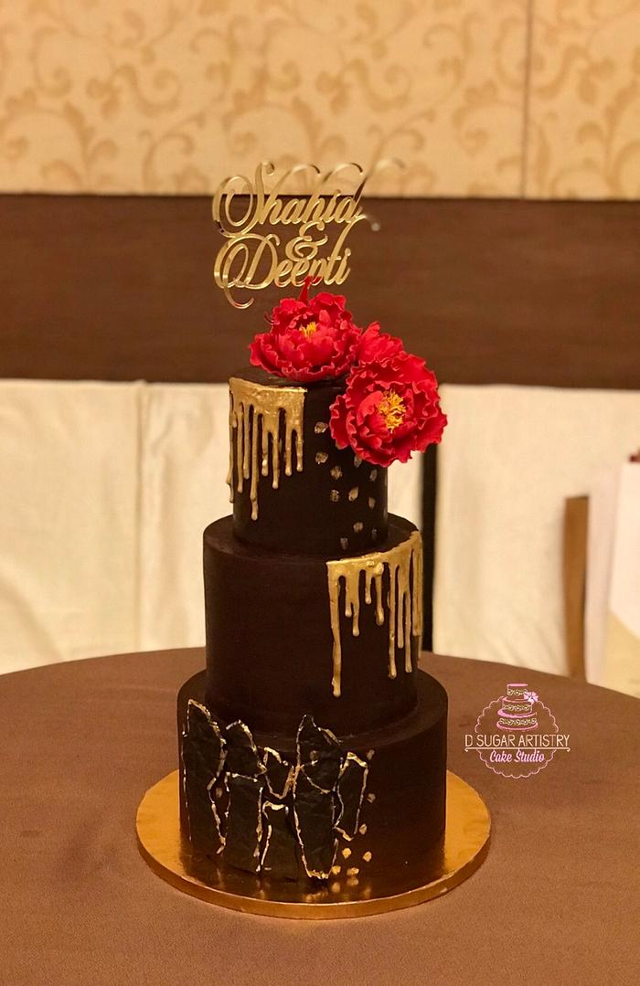 Gold Jewel Wedding Cake 