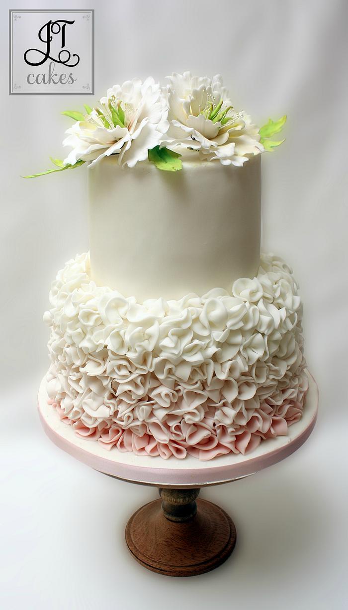 Peonies and ruffles Wedding cake