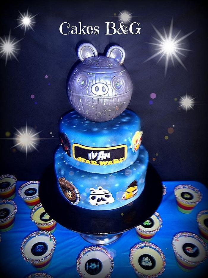 Angry birds star wars themed cake